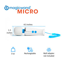 Load image into Gallery viewer, Magic Wand Micro (HV-60) Mini Handheld Massager, Compact & Portable, Powerful Vibration, Rechargeable Cordless Design, Travel Size Personal Massager with Multiple Speeds