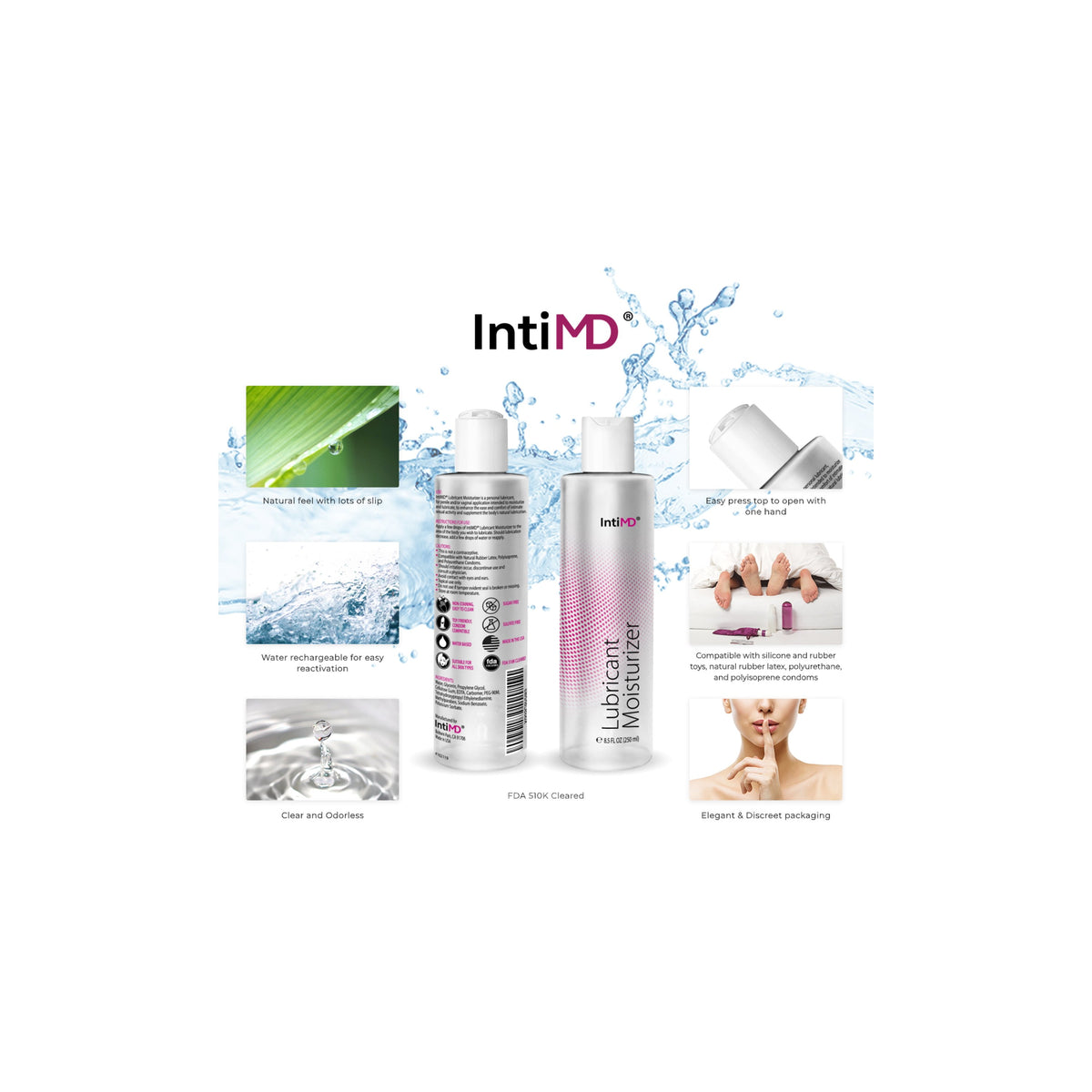 IntiMD Personal Lubricant Moisturizer Water Based Lube 8.5oz IntiMD Personal Lubricant Moisturizer Water Based Lube 8.5oz