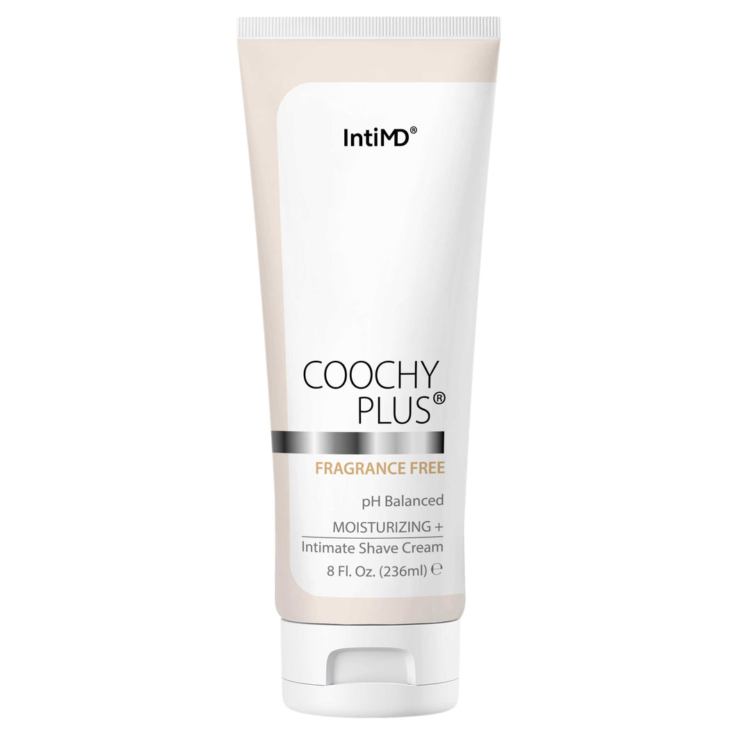 Coochy Plus Intimate Shaving Cream FRAGRANCE FREE For Pubic, Bikini Line, Armpit and more - Rash-Free With Patent-Pending MOISTURIZING+ Formula 8 Oz.