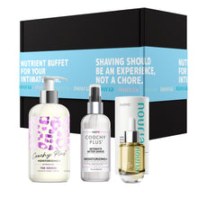Load image into Gallery viewer, Coochy Plus 3-Steps Kit Intimate Shave Gift Set: NOURIA Pre-Shave Elixir Oil + Coochy Plus Shave Cream The Origin + COOCHY PLUS After Shave Protection Mist
