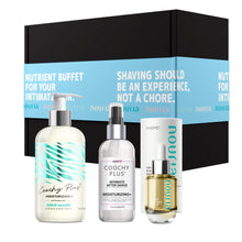 Load image into Gallery viewer, Coochy Plus 3-Steps Kit Intimate Shave Gift Set: NOURIA Pre-Shave Elixir + Coochy Plus Shave Cream Coco Allure + COOCHY PLUS After Shave Protection Mist
