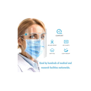 Safety Full Face Shield (10 Frames and 10 Shields) Ergonomic Frame Goggle Eye Glasses Compatible