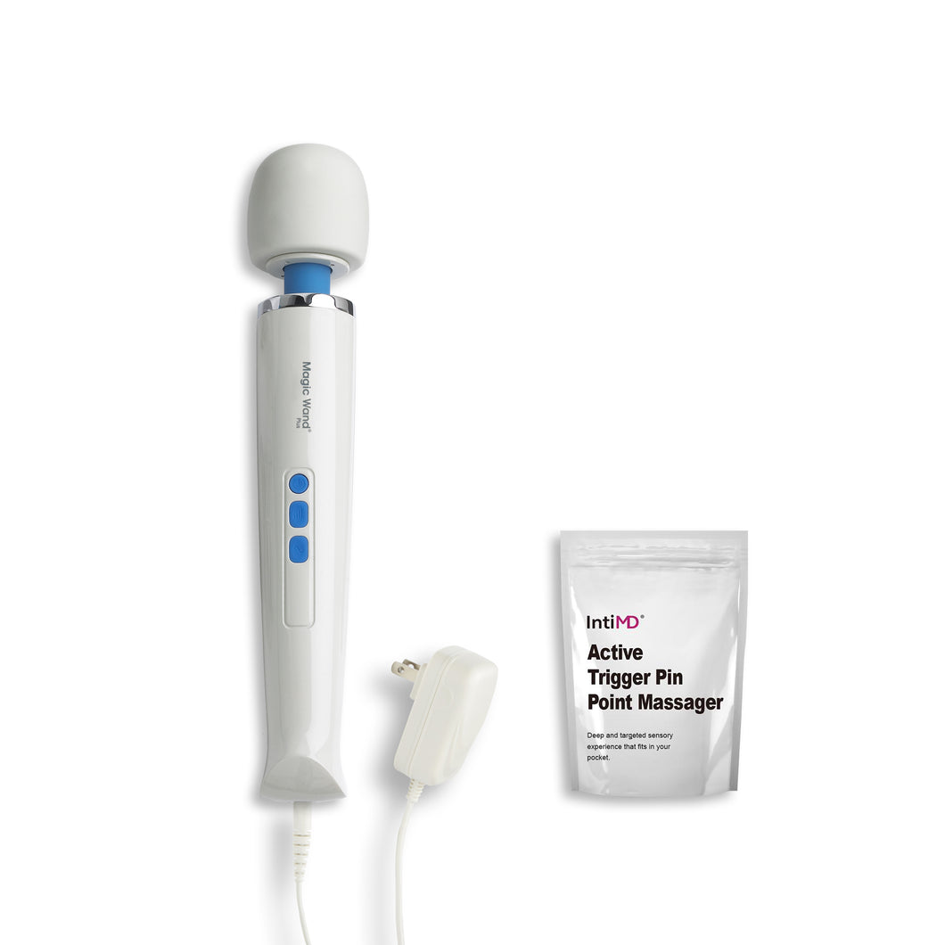 Magic Wand Plus (HV-265) The Original Wand Massager with Built-in 4 Speed Controller and Free IntiMD Active Personal Trigger Pin Point Massager
