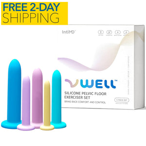 Silicone Pelvic Floor Muscle Vaginal Dilator Exerciser Trainer Set by VWELL (Complete 5 Kit System)
